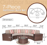 7 pieces Outdoor Wicker Sofa Set With Cushions And Cover