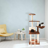 Multi-level Cat Tree Brown and Cream with Ladder