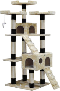 Cat Tree Condo Cat House With Scratch Posts and Ladders