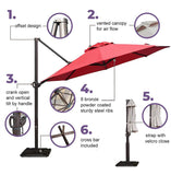 11 ft Cantilever Umbrella with Cover and Weight Plates