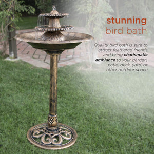 Water Fountain Birdbath 35" High Three Tiered For Yard Garden Patio Deck