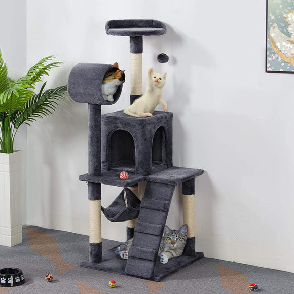 Kitten Tree Tower Cat Condo with Hammock Tunnel Scratching Post