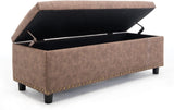 Faux Leather 48" Rectangular Storage Ottoman Bench Tufted Cushion Top I#912