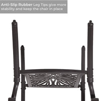 Cast Aluminum Outdoor Dining Set 6 Stackable Chairs with Cushions and Rectangular Table