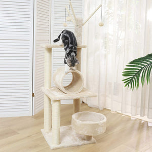 Cream Color Multi Level Cat Activity Tree Kitten Condo Scratch Post