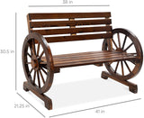 2 Seaters Rustic Wood Wagon Wheel Garden Patio Bench