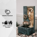 30" Zen Water Fountain With Buddha And Lotus Flower