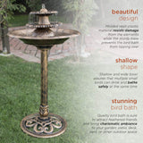 Water Fountain Birdbath 35" High Three Tiered For Yard Garden Patio Deck