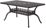 Cast Aluminum Outdoor Dining Set 6 Stackable Chairs with Cushions and Rectangular Table