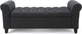 Tufted Rolled Arm Storage Ottoman Bench