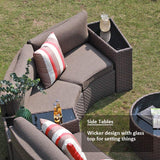 7 pieces Outdoor Wicker Sofa Set With Cushions And Cover