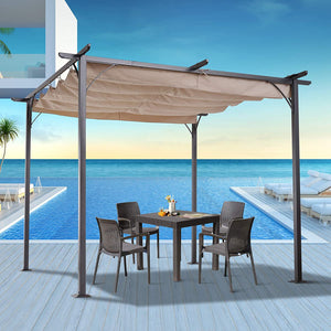 Pergola Gazebo With Retractable Canopy 9.75' x 9.75' I#1389