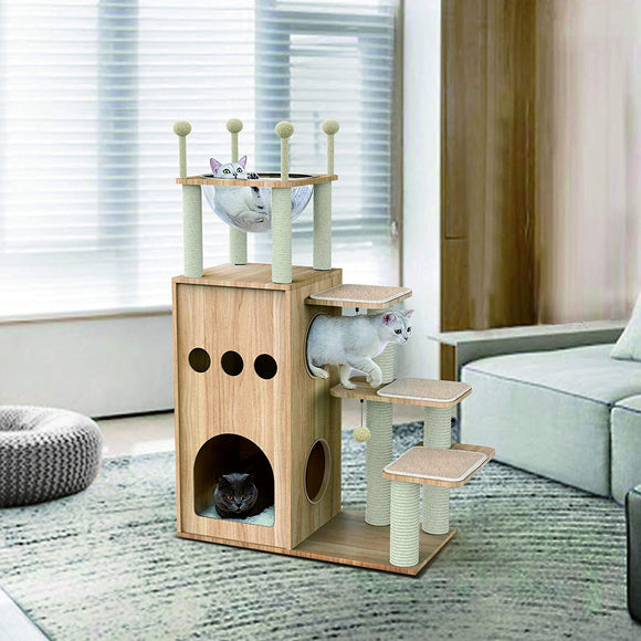 Cat Tree House Cat Condo with Transparent Bowl Bed I#1335