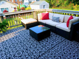 Uv Weather Resistant Outdoor Rug Patio Rug Dark Gray And White I#1497