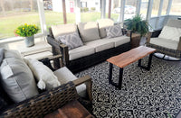 Uv Weather Resistant Outdoor Rug Patio Rug Black and Gray