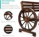 2 Seaters Rustic Wood Wagon Wheel Garden Patio Bench