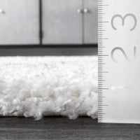 Chic Geometric White with Gray Stripes Shaggy Area rug