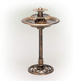 Water Fountain Birdbath 35" High Three Tiered For Yard Garden Patio Deck