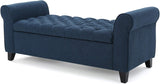 Tufted Rolled Arm Storage Ottoman Bench