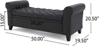 Tufted Rolled Arm Storage Ottoman Bench