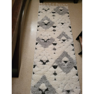 Moroccan Diamond Trellis Pattern Thick Area Rug Gray/Ivory