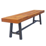 Outdoor Wood Dining Set Table with Two Benches