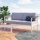 Aluminum Outdoor Sofa with Cushions and Waterproof Cover