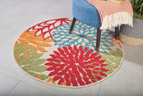 Outdoor Indoor Area Rug With Floral Patterns