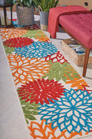 Outdoor Indoor Area Rug With Floral Patterns