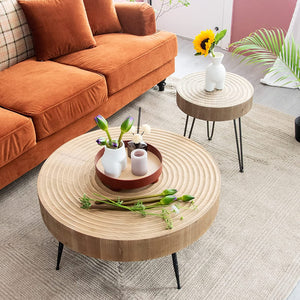 Farmhouse 2 piece round coffee table set