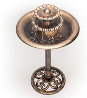 Water Fountain Birdbath 35" High Three Tiered For Yard Garden Patio Deck