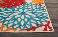 Outdoor Indoor Area Rug With Floral Patterns