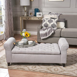 Tufted Rolled Arm Storage Ottoman Bench