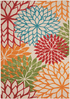 Outdoor Indoor Area Rug With Floral Patterns