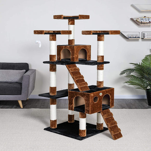 Cat Tree Condo Cat House With Scratch Posts and Ladders