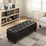 Faux Leather 48" Rectangular Storage Ottoman Bench Tufted Cushion Top I#912