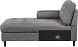 Dark Gray Upholstered Chaise Sectional Sofa Set with Storage Ottoman I#1002