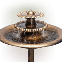 Water Fountain Birdbath 35" High Three Tiered For Yard Garden Patio Deck