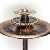 Water Fountain Birdbath 35" High Three Tiered For Yard Garden Patio Deck