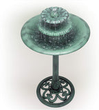 Water Fountain Birdbath 35" High Three Tiered For Yard Garden Patio Deck