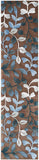 Cozy Handcrafted Botanical Area Rug With Blue Leaves