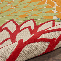 Outdoor Indoor Area Rug With Floral Patterns