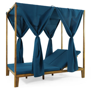 Outdoor Daybed Lounge Chaise With Curtain