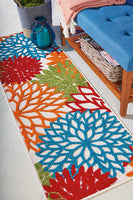 Outdoor Indoor Area Rug With Floral Patterns