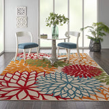 Outdoor Indoor Area Rug With Floral Patterns