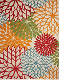 Outdoor Indoor Area Rug With Floral Patterns