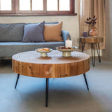 Farmhouse 2 piece round coffee table set