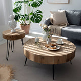 Farmhouse 2 piece round coffee table set