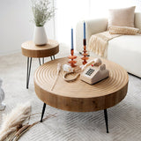 Farmhouse 2 piece round coffee table set