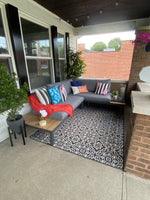 Uv Weather Resistant Outdoor Rug Patio Rug Black and Gray